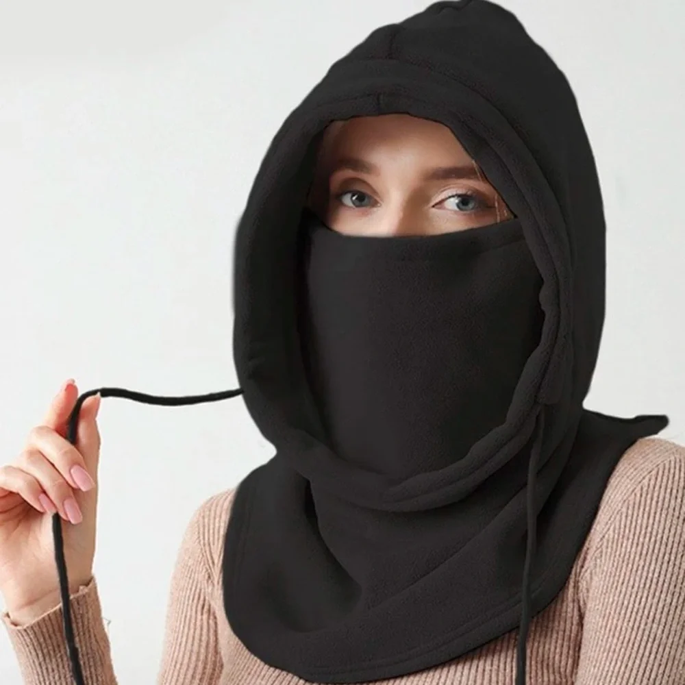 Black Hooded Face Cover Scarf